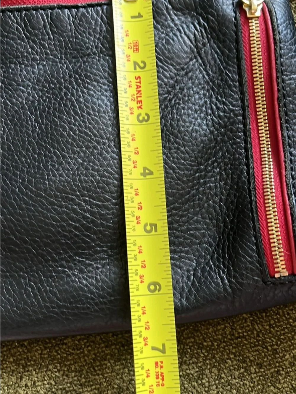 Hammitt Black Leather shoulder/hand bag with Gold Studs and Red Zipper